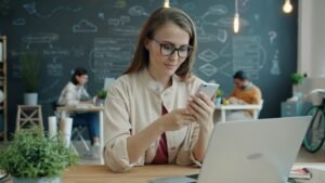 woman networking in startup space